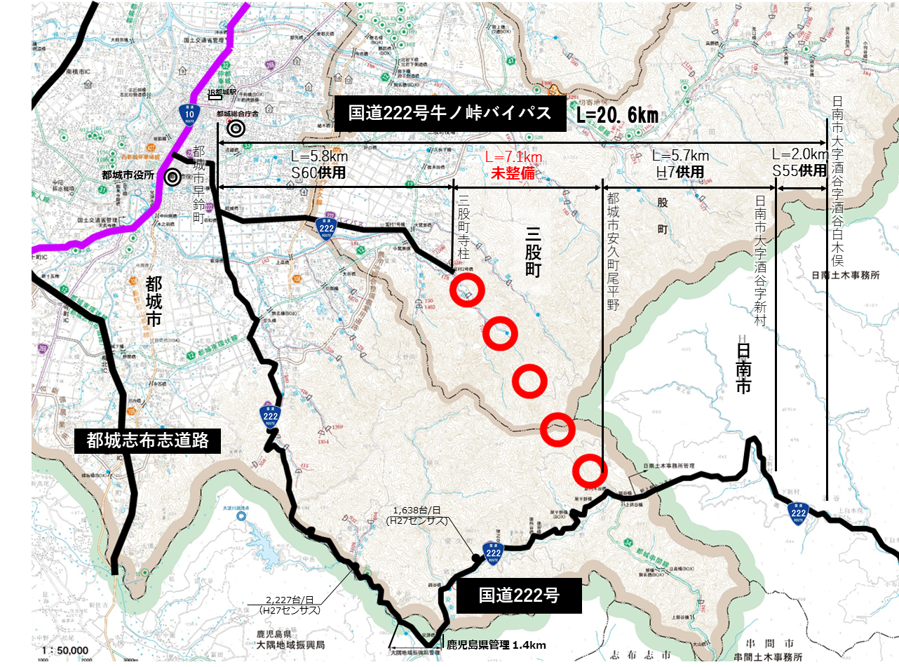 牛ノ峠バイパス位置図