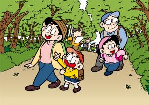 木のトンネルを歩く