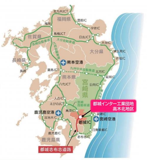 都城インター工業団地高木北地区所在地